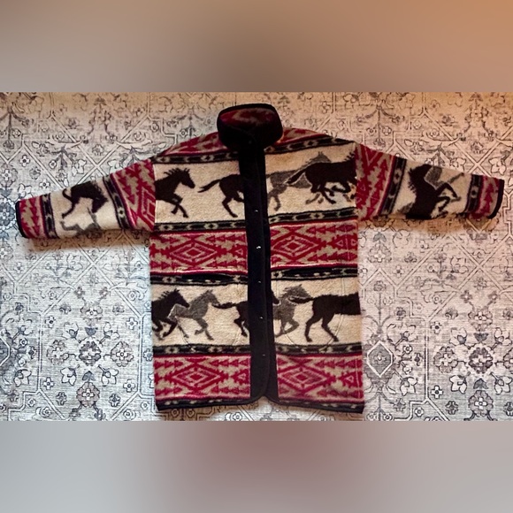 Handmade Upcycled Western Horse Pattern Blanket Jacket - Picture 2 of 5